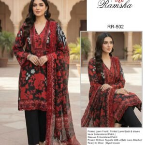 Brand Name : RAMSHA LAWN DRESS WITH CHIFFON DUPPATTA